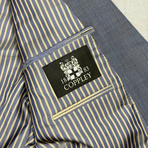Coppley 1881 Blazer Iridescente Wool Sport Coat Birdseye Blue 46L - Picture 7 of 9